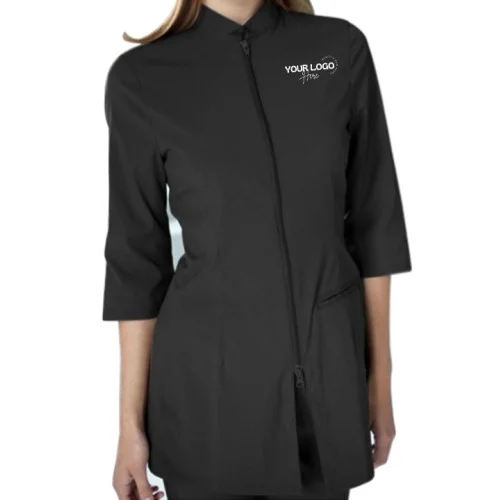 Elegant Zip-Front Salon Tunic